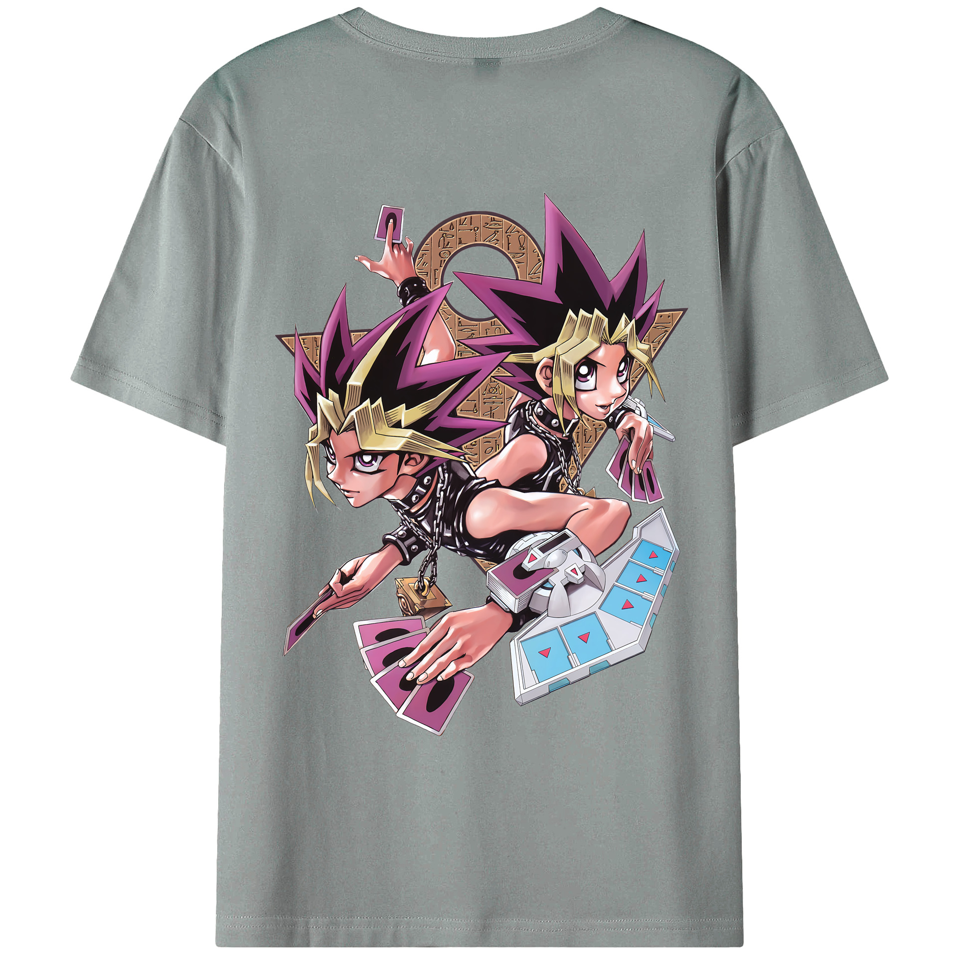 （画像用） 遊☆戯☆王 Yu-Gi-Oh! 綿100％ メンズ半袖Tシャツ（バックプリント） 通気性